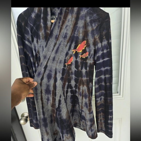 VTG Citron Cardigan Size Large Women Tie Dye Open Front Artsy Bohomeim Y2k - Picture 6 of 16